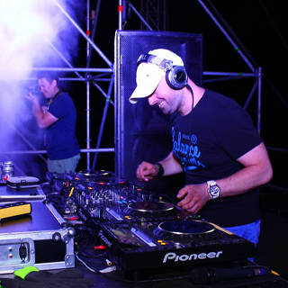 Disk Jockey performing and having fun